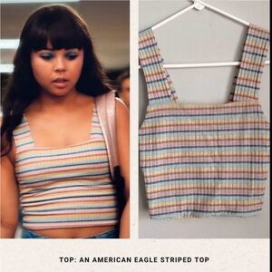 American Eagle Ribbed‎ Striped Crop Top Tank XL Multicolor ASO Ginny And Georgia